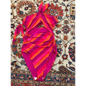 Lauren Ralph Lauren Pink Orange Cutout One Piece Swimsuit Resort Glam Pool 12